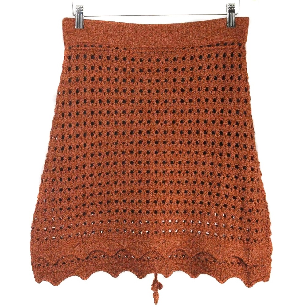 NICK & MO Burnt Orange Crochet Boho A-Line Skirt Size Women's Small - Picture 3 of 6